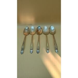 Vintage HOLMES & EDWARDS IS Danish Princess Inlaid Silver Plate - Teaspoon 5 Pcs